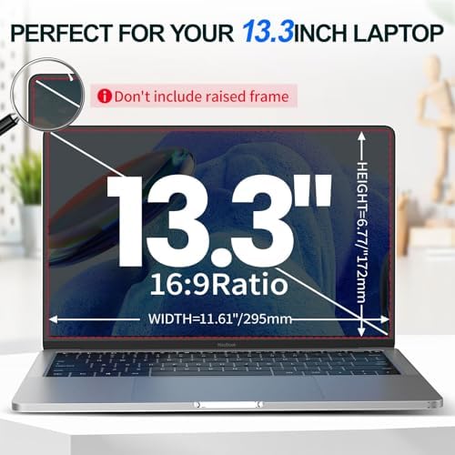 2Pack Magnetic 13.3 Inch Laptop Privacy Screen 16:9 Aspect Ratio, Removable Anti-Blue/Glare Protector Film, Anti Spy Desktop Security Private Filter 13.3in - Image 4