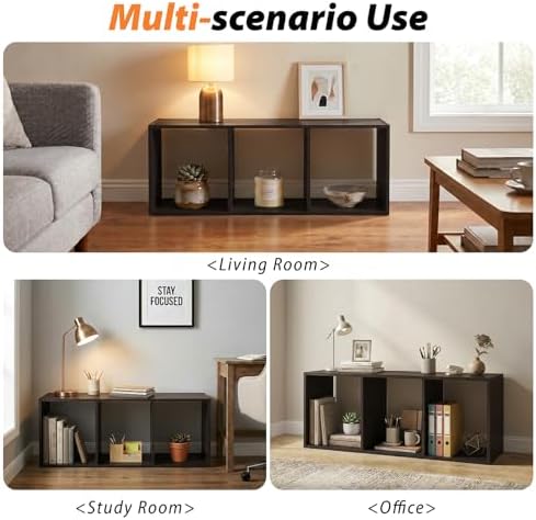WannabeMyself【Sturdy Build&Easy Assembly】3 Cube Storage Organizer with Anti-Tipping Kits,Reversible Open Back Book Shelf, Bookcase for Living Room,Bedroom,Entrance Hall,Office,12.2×11.4×35.9,Chocolate - Image 6