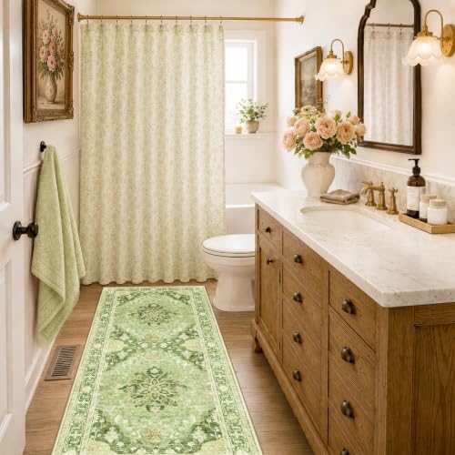 RELEANY Washable Area Rug, Runner 2'x6', Green/Yellow - Image 2