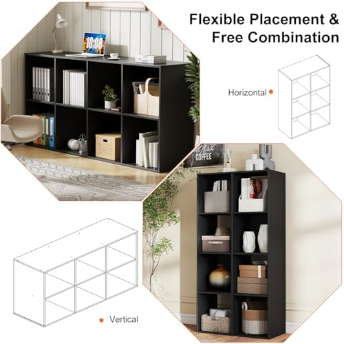 Sweetscripe Modern Cube Bookcase, Open Storage Shelf for Home Office, Black - Image 4