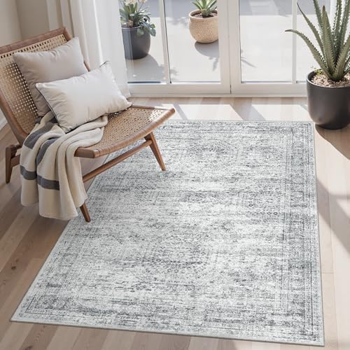 Soalmost 3x5 Rugs Non-Slip, Small Washable Kitchen Entryway Area Rug Grey by Soalmost