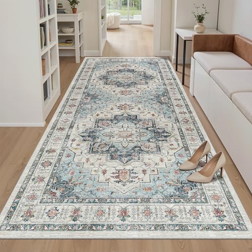 Madane 4x8 Wide Hallway Runner Rug Washable for Living Room, Blue by Madane