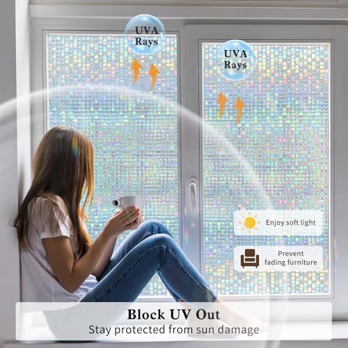 FILMGOO Stained Glass Window Privacy Film Static Cling Mosaic 17.5inx6.8ft - Image 2
