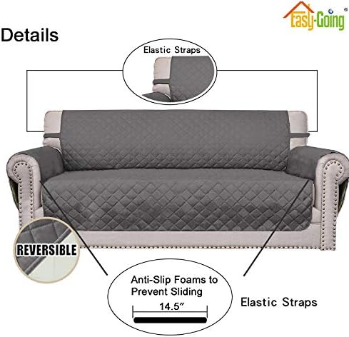 Easy-Going Reversible Couch Cover, 2 Cushion Sofa, Loveseat, Gray/Ivory - Image 3