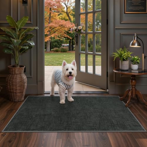 Valenrug 3x5 Rug, High-Low Pile Washable Entryway Rug for Bedroom Black by Valenrug