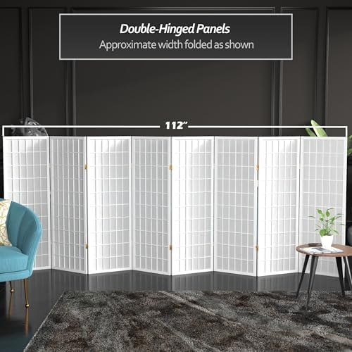 4 ft. Short Window Pane Shoji Screen - White - 8 Panels - Image 5