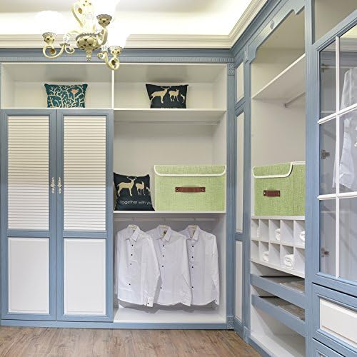 TYEERS Collapsible Storage Boxes, Washable Fabric Storage Bins with Lids, 14.9x9.8x9.8 inches, 2 Pack, Green - Image 4