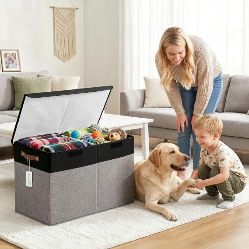 Bagnizer Large Toy Storage Box with Lids, Collapsible Sturdy Baby Storage Organizer Chest Bin Basket for Kids, Boys, Girls, Playroom, Nursery, Bedroom, Closet 25"x13"x16" (Gray and Black) - Image 6