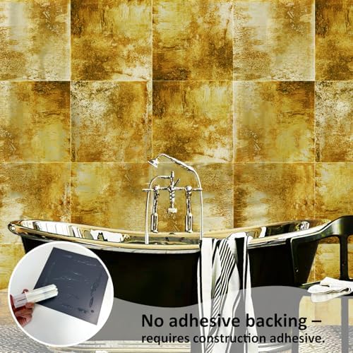 LiveInUrban Acrylic Antique Mirror Wall Panels, Gold Brown Stone - Image 2