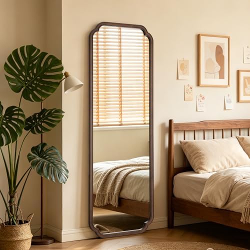 WallBeyond Full Length Mirror Wall Mounted 71"x24", Rustic Wooden Frame Floor Mirror, Large Full Body Mirror for Bedroom, Leaning or Hanging Against Wall (Walnut Solid Wood) - Image 3