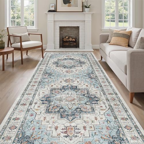 Madane 4x10 Wide Hallway Runner Rug Washable for Living Room, Blue - Image 4
