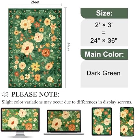 DUKINO 2x3 Entryway Rug, Door Mat Soft Washable Rug Non Slip, Dark Green - Image 2