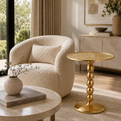 CLEENTABLE Zigzag Round Metal End Table, Gold, 21 in. H x 15 in. W - Image 6