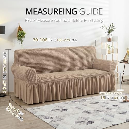 NICEEC Sofa Covers Khaki Couch Cover Stretch Sofa Slipcovers with Skirt - Image 6