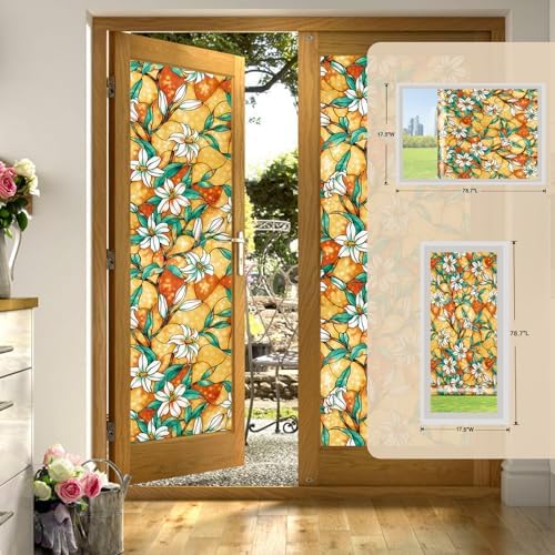 Coavas Floral Stained Glass Privacy Window Film for Bathroom - Image 5