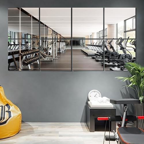 Vlush Home Gym Mirror Tiles 11'' x 11'' x 8PCS Full Body Mirror Full Length & Wall Mounted Mirrors Decorative for Home Gym, Door, Bedroom & Bathroom by Vlush