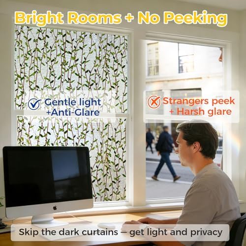 OHTMERU 3D Stained Glass Window Privacy Film Decorative Non-Adhesive - Image 2