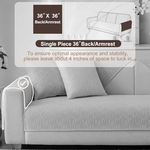 Soft Waterproof Chenille Cover Washable, Non Slip Sectional Sofa Covers for 3 Cushion Couch Sofa L Sharped Sofa Slipcover for Pets, Furniture Protector (1 PCS 36"x36" Light Grey) - Image 2