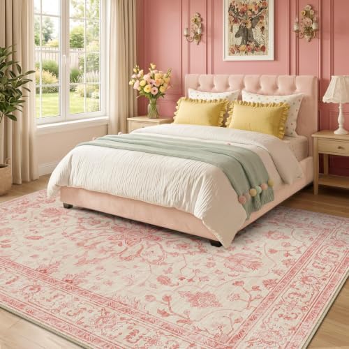 RELEANY Washable Area Rug, 5'x7', Pink/Light Vintage Pink - Image 2