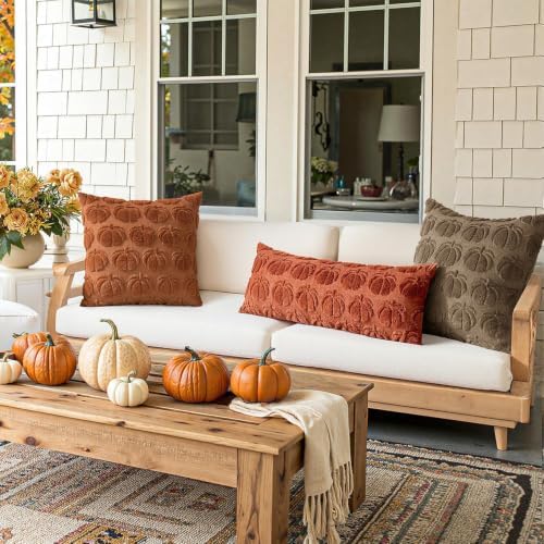 MIULEE Fall Pillow Covers Pumpkin Fall Decor 18x18 Coco Brown - Image 5