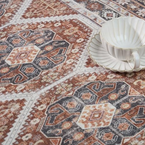12x15 Area Rug Washable Vintage: Non Slip Living Room Large Rugs Brick - Image 6