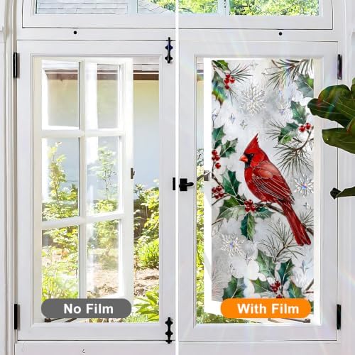 BVBOX Window Privacy Film Frosted Glass Window Sticker Window Film Static Glass Cling Tint Non-Adhesive for Home Door Decorative Frosting Cover 17.5 X 78.7 inch (1, Cardinal Pine, 17.5W X39.3L) - Image 4