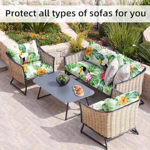 8 Pcs Outdoor Cushion Covers, Patio Sofa Cushion Covers Replacement - Image 5