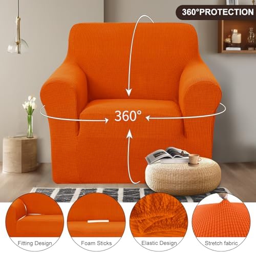 U-NICE HOME Stretch Recliner Chair Cover Armchair Slipcover, Orange - Image 3