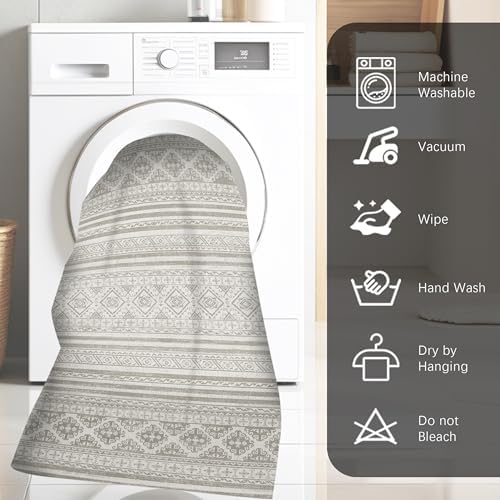 RUGSURE Washable Area Rugs 2'6'' x 8' - 1/6 Thick - Moroccan-Inspired -Stain & Water Resistant Non-Slip - Resistant Rug for Living Room, Bedroom, Nursery, Pet & Child Friendly (Grey) - Image 7
