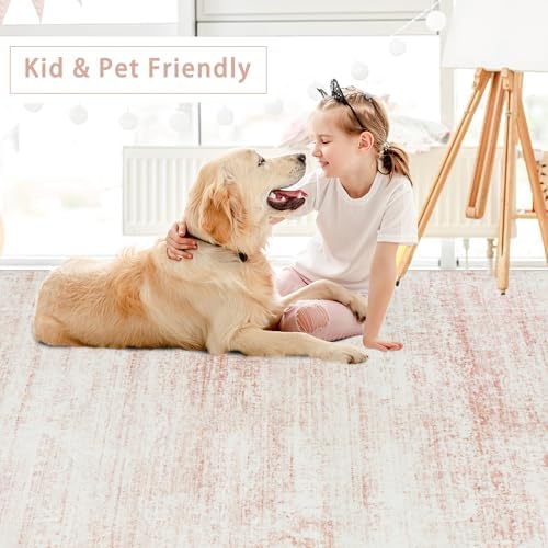 Pink Washable Rugs 4x6 Area Rugs for Living Room,Bedroom,Kids Room,Nursery - Image 6