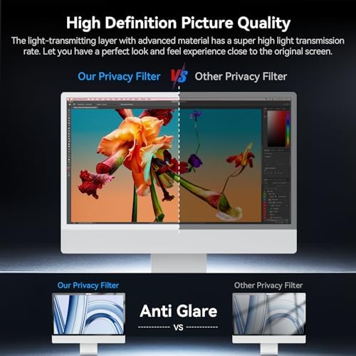 Privacy Screen for iMac 27 Inch Studio Display Desktop Computer Monitor, Anti Glare Blue Light Filter Shield, Upgraded Anti Spy 27 Inch iMac Privacy Protector - Image 5