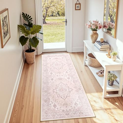 RELEANY Washable Area Rug, Runner 2'x6', Pink - Image 3