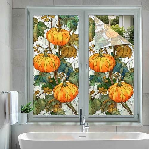 HOMETITUTE Fall Pumpkin Vine Sun Catcher Privacy Window Cling 18x39 PVC - Image 5