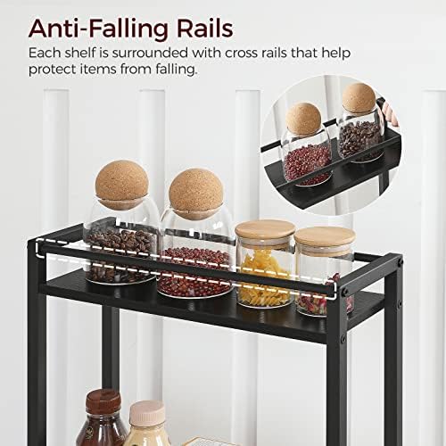 MAHANCRIS Slim Rolling Cart, Mobile Kitchen Cart on Wheels, Narrow Storage Cart for Small Space, Small Bar Cart, for Bathroom, Laundry, Living Room, Black RCHB1501 - Image 6