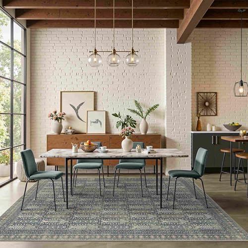 Rugxara 5x7 Blue Boho Area Rug for Living Bedroom Dining - Image 3