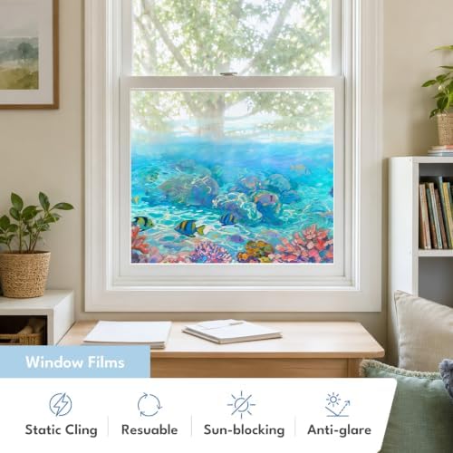 ADD.HERES Stained Glass Window Film, Window Film Decorative, 17.5 x 78.7 in - Image 2
