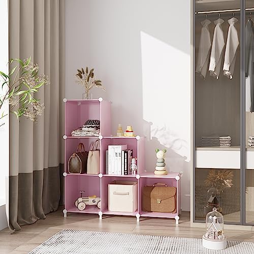 AWTATOS Cube Storage Organizer, Closet Organizers, 6 Cube Shelf, Pink - Image 2