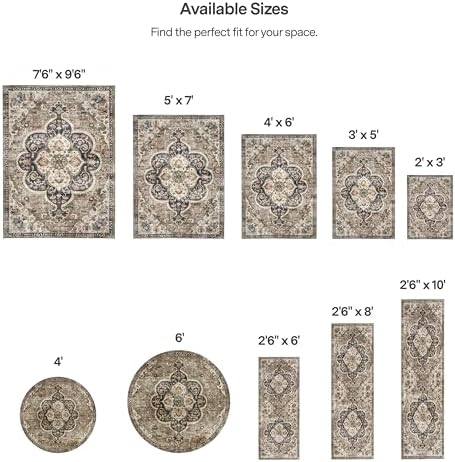 ReaLife Rugs Machine Washable Area Rug - Living Room Bedroom Bathroom Kitchen Entryway Office - Padded Crease Free Stain Resistant Premium - Boho Farmhouse Vintage- Joy - Brown Tan - 2'x 3' - Image 2