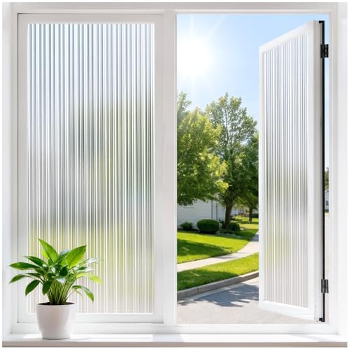 Haton Reeded Window Privacy Film, Frosted Glass Window Film, 35.4" x 157.4" by HatonHomeDecor
