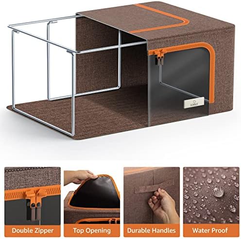 Sorbus Clothes Storage Bins, Clear Window & Handles (6 Pack, Brown) - Image 5