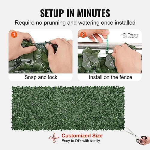 VEVOR Artificial Ivy Privacy Fence Screen, 59 x 158 in Faux Ivy Vine Leaf Hedges Fence, Greenery Privacy Fence with Mesh Cloth Backing, Green Wall Decoration for Outdoor Garden, Yard, Balcony - Image 5