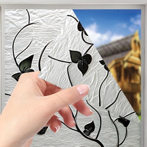 Nuxovilar Frosted Black Vine Leaf Pattern Window Film 17.7x39.4 PVC - Image 5