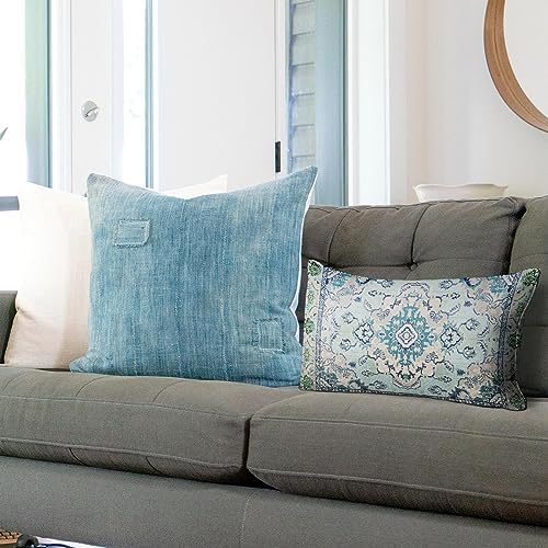 Snycler Boho Throw Pillow Covers 12x20 inch Set of 2 Teal Blue Boho Rug Carpet Double Sided Pattern Cotton Soft Pillow Case Cushion Cover Pillowcase for Couch Sofa Bed Decorative - Image 4