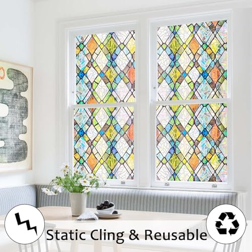 Stained Glass Window Film, 3D Colorful Static Cling, 23.6" x 118.1" - Image 5