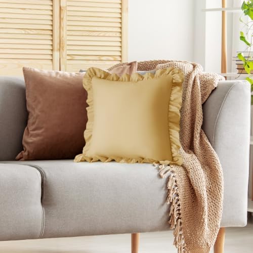 KKJIAF 2 Pack Ruffle Pillow Cases 26x26 Inches, Gold - Image 5