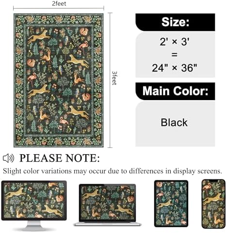 DUKINO 2x3 Rug, Animal Door Mat Washable Rug for Entryway Non Slip, Black - Image 2