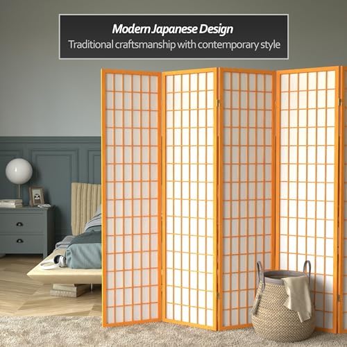 Red Lantern 6 ft. Tall Window Pane Shoji Screen - Honey - 5 Panels - Image 2