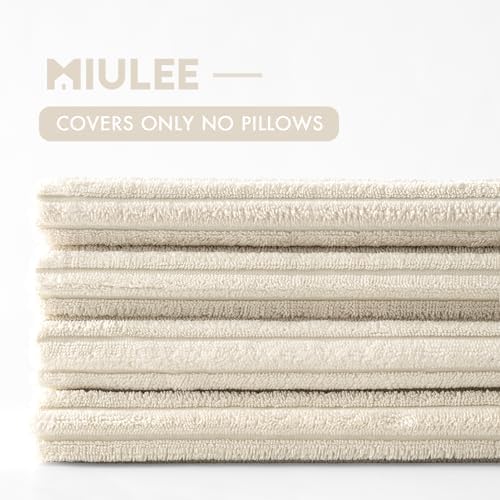 MIULEE Soft Corduroy Decorative Throw Pillow Covers Cream White 18x18 - Image 6