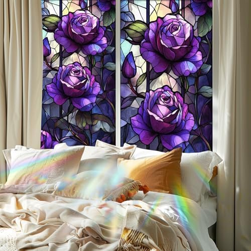Nuxovilar Gothic Halloween Dark Purple Rose Window Film 17.5x39.3 PVC - Image 6