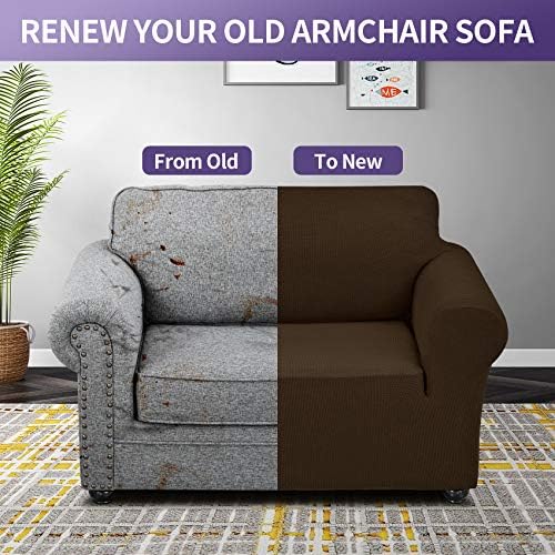 Joccun Stretch Chair Couch Cover,1-Piece Sofa Slipcover Spandex Jacquard Fabric Sofa Covers with Elastic Bottom,Washable Furniture Protector for Dogs, Cats, Kids (Armchair,Seal Brown) - Image 6